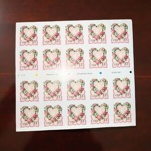 US Scott #3274a Booklet of 20 33 Cent Floral Heart Love Stamps Unused